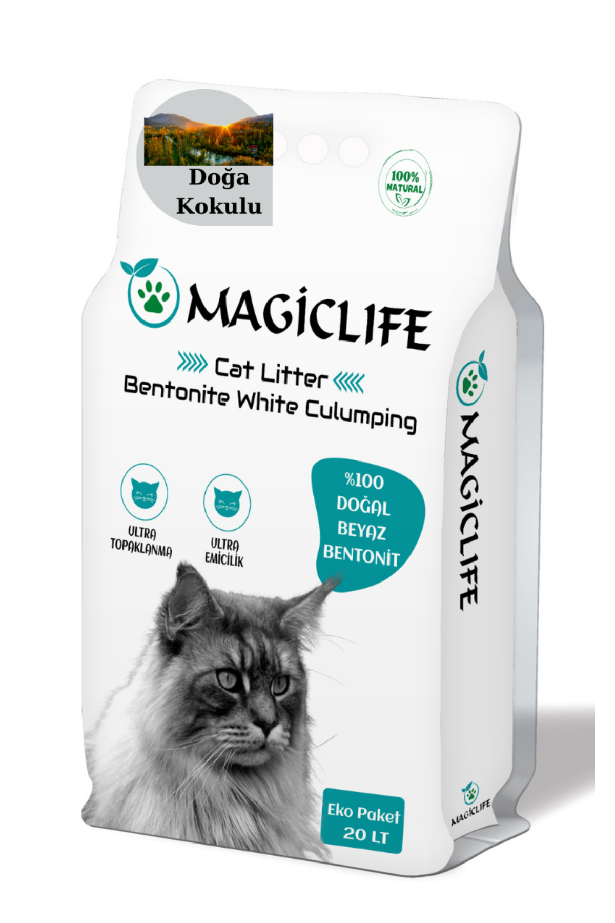 Magiclife 20 Lt İnce Tane Doğa kokulu Beyaz Kedi Kumu İnce Taneli