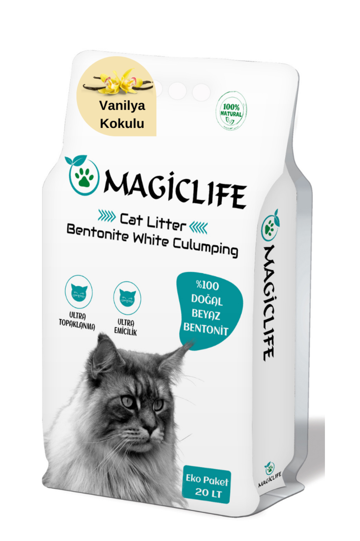 Magiclife 20 Lt İnce Tane Vanilya Kokulu Beyaz Kedi Kumu İnce Taneli