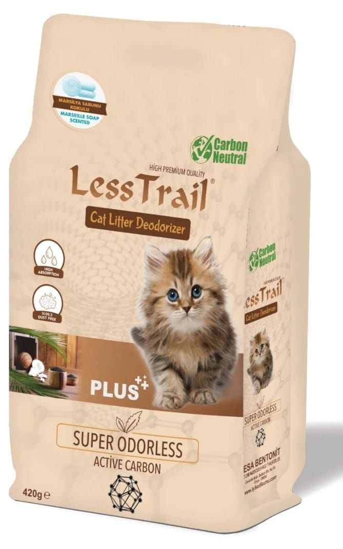 LESS TRAİL KEDİ KUMU KOKU GİDERİCİ ACTİVE KARBON 420Gr +SABUN KOKULU