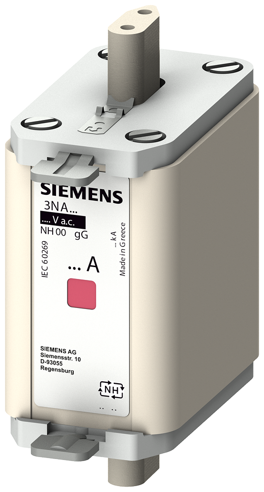 3NA6832  -  LV HRC fuse element, NH00, In: 125 A, gG, Un AC: 500 V, Un DC: 250 V, Combined indicator, Insulated grip lugs         15-20 gün təslim