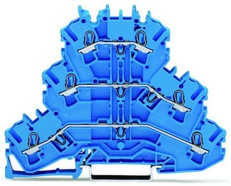 2002-3204  -  Triple-deck terminal block; Through/through/through terminal block; N/N/N; without marker carrier; for Ex e II and Ex i applications; for DIN-rail 35 x 15 and 35 x 7.5; 2.5 mm²; Push-in CAGE CLAMP®; 2,50 mm²; blue