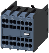 3RH2911-2HA22  -  auxiliary switch, on the front, 2 NO + 2 NC, .1/.2, .1/.2, .3/.4, .3/.4, current path: 1 NC, 1 NC, 1 NO, 1 NO, spring-loaded terminal, for contactors 3RT2 and contactor relays 3RH2