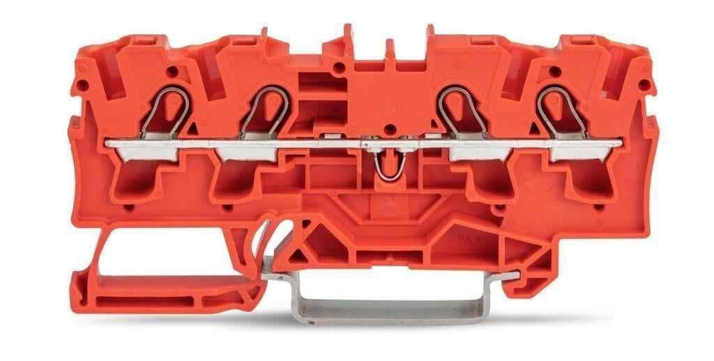 2004-1402  -  4-conductor through terminal block; 4 mm²; suitable for Ex e II applications; side and center marking; for DIN-rail 35 x 15 and 35 x 7.5; Push-in CAGE CLAMP®; 4,00 mm²; orange