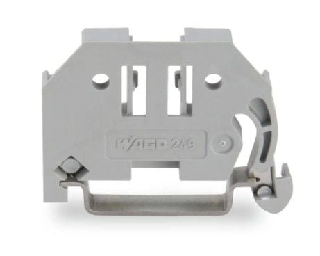 249-116  -  Screwless end stop; 6 mm wide; for DIN-rail 35 x 15 and 35 x 7.5; gray