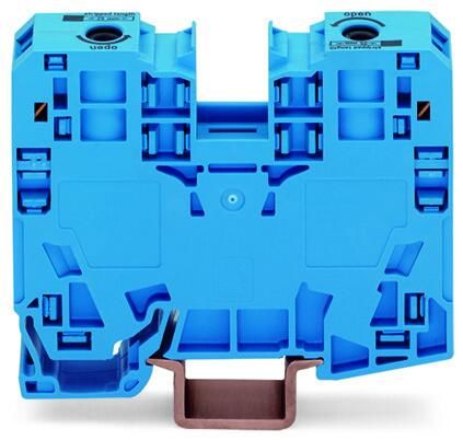 285-134  -  2-conductor through terminal block; 35 mm²; lateral marker slots; only for DIN 35 x 15 rail; POWER CAGE CLAMP; 35,00 mm²; blue