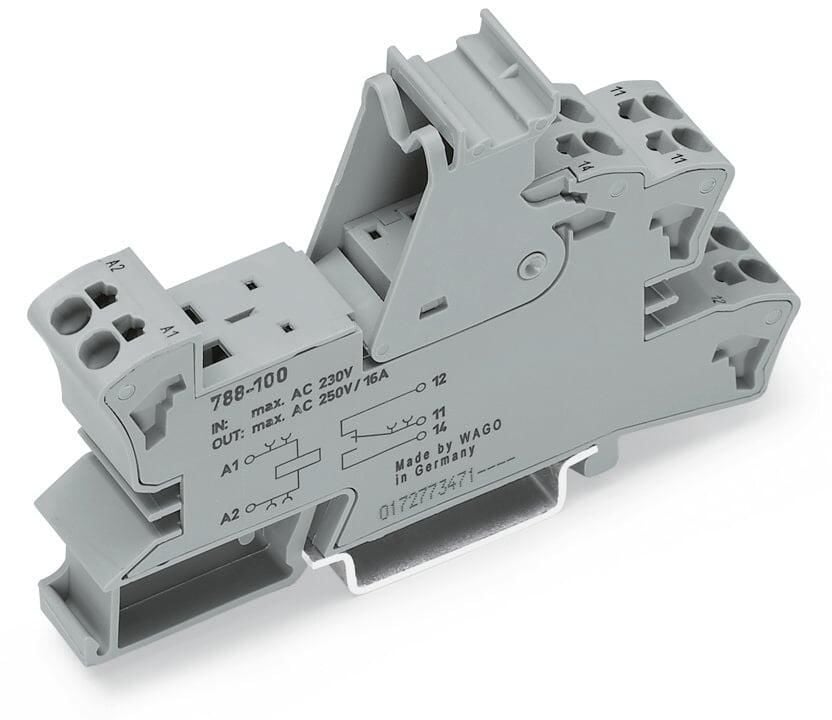 788-100  -  Relay socket; 1 changeover contact; for 15 mm basic relays; gray