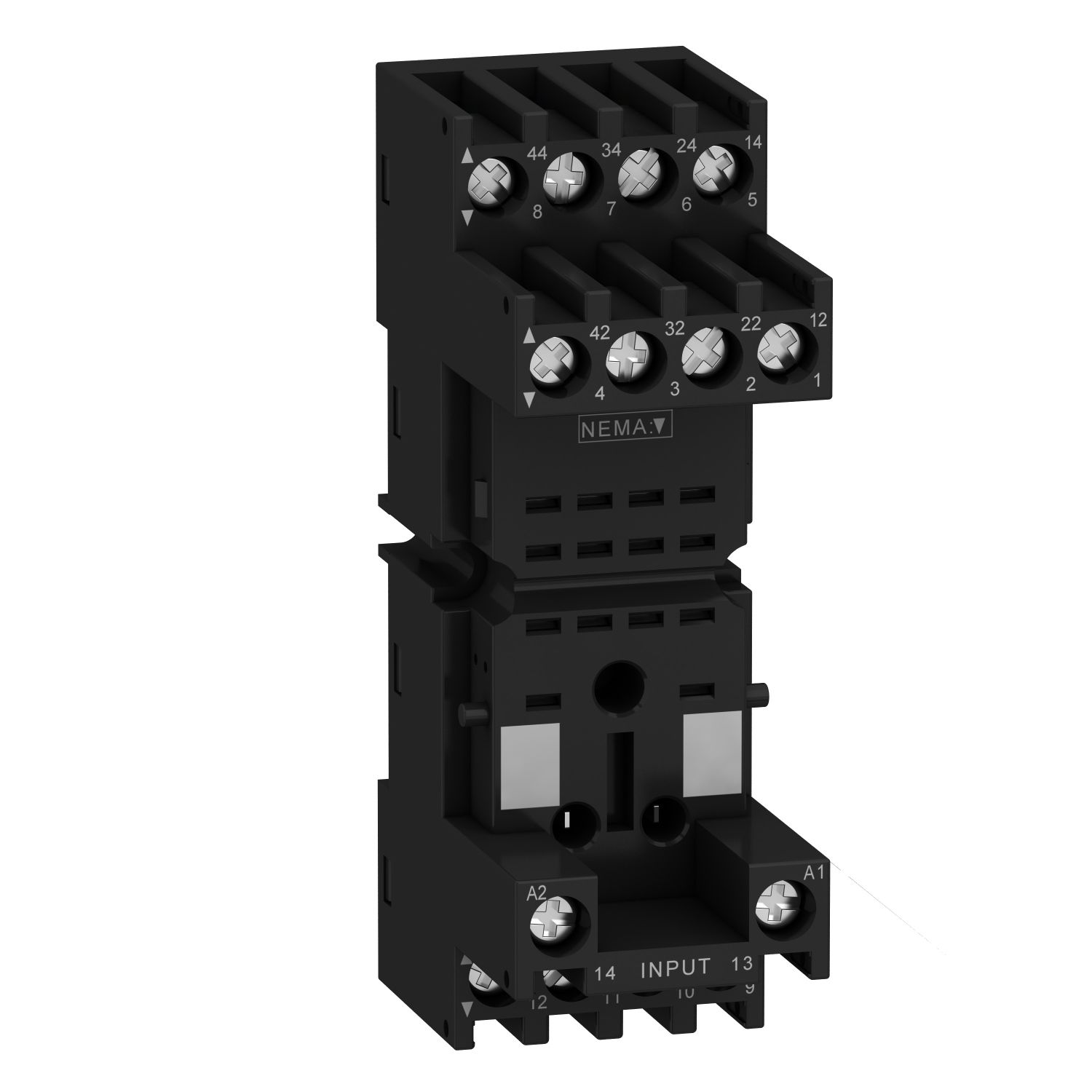RXZE2M114M RXZE2M114M - Socket, mixed contact, relay type RXM2 RXM4, connector connection, 250 V AC. Zelio Timing Relays to master your time in all simplicity !