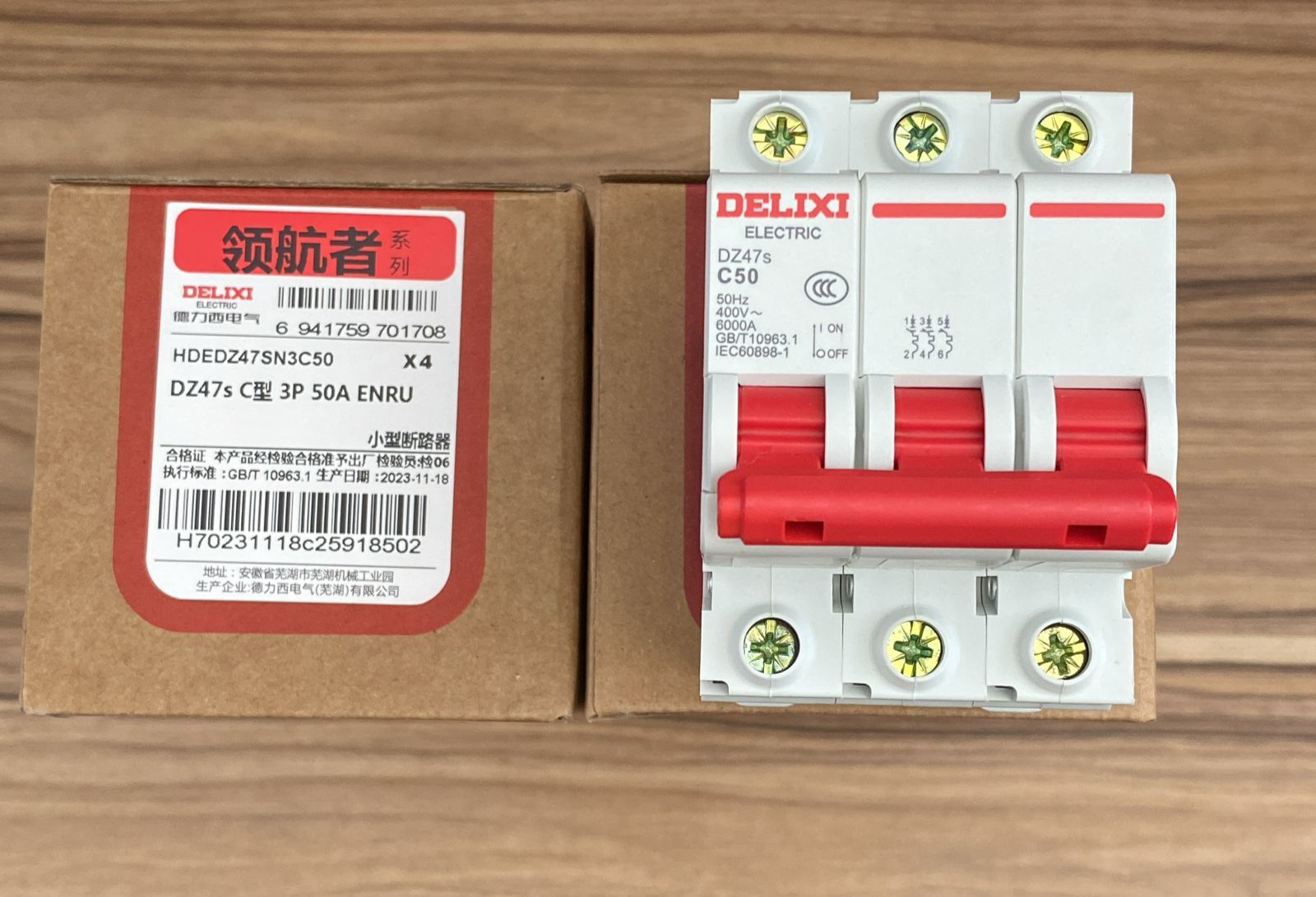 DZ47SN3C50  -  Delixi Electric  DZ47s series small standard circuit breaker DZ47s C type 3P 50A