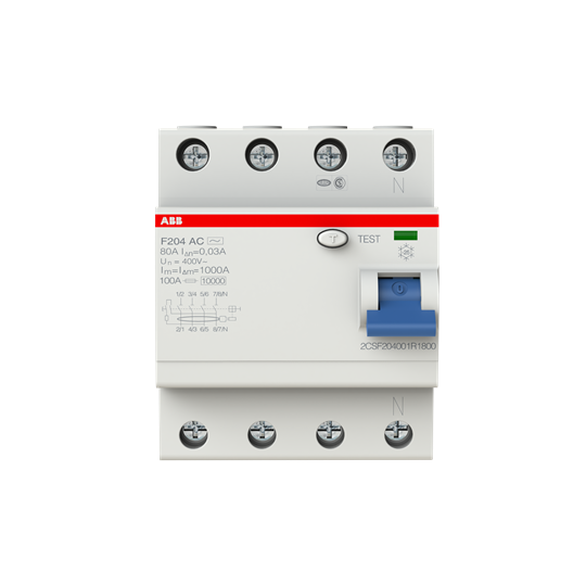 2CSF204001R1800  -  F204 AC-80/0.03 Residual Current Circuit Breaker 4P AC type 30 mA      15-20 gün təslim