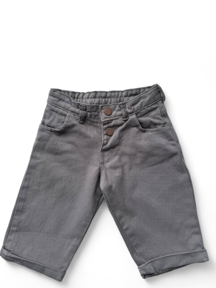 Erkek Cocuk Slim Fit Bermuda Jean ort Gri kalbenoutlet