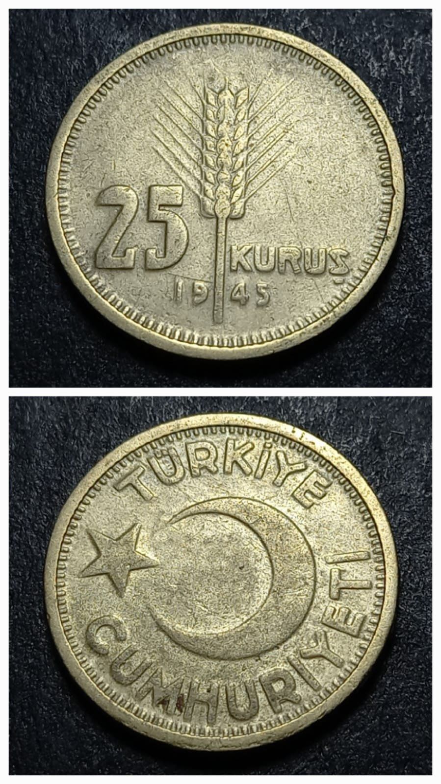 Escoines Koleksiyon %80 Bakır ÇÇT+/CA 1945 25Kuruş eski madeni para - 3996366ea7aed1d3c8