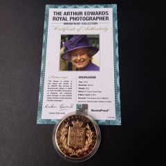 Numis proof 2016 Kraliçe Elizabeth Çil 24 Ayar Altın Kaplama Madeni Para Sertifikalı 52gram A-35188