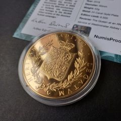 Numis proof 2016 Kraliçe Elizabeth Çil 24 Ayar Altın Kaplama Madeni Para Sertifikalı 52gram A-35188