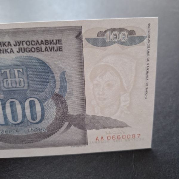 Escoines Koleksiyon 1992 Yugoslavya 100Dinar ÇİL eski yabancı kağıt para - 3996366f2089bca926