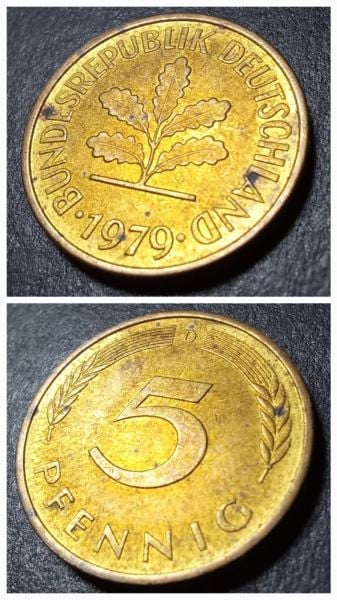 1979 almanya 5 pfennig ÇA/LEKELİ eski yabancı madeni para - 399636679e18563453