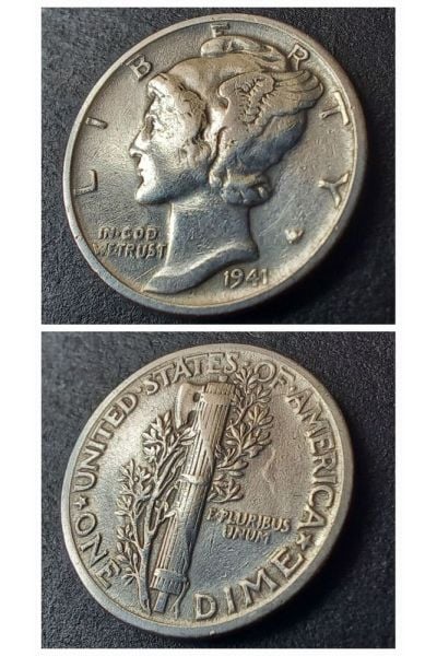 1941 Abd 1 dime 2,50 gr gümüş ççt+ eski yabancı madeni para