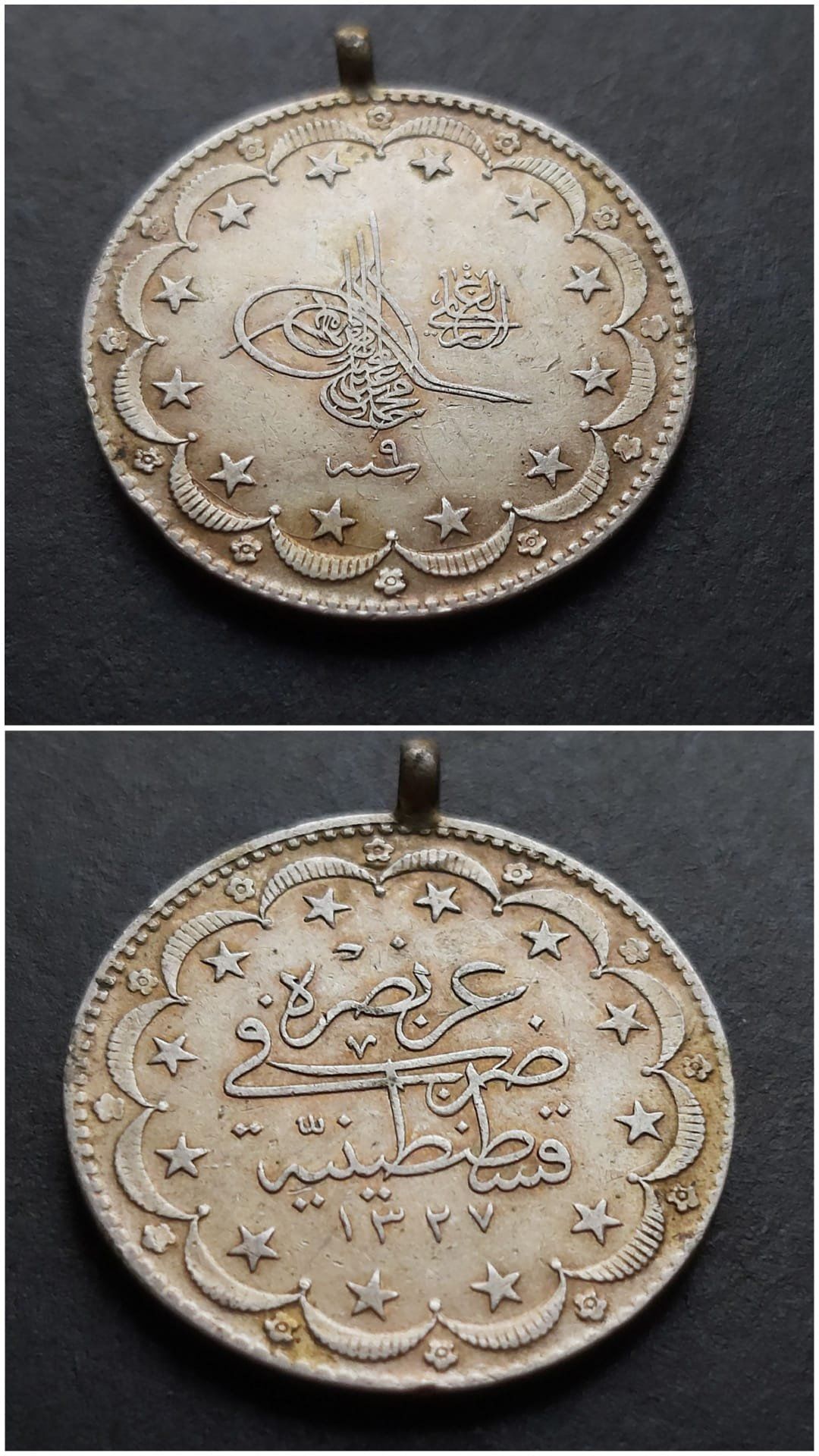 1327-9 V.Mehmed Reşad 1917 Kulplu 20 Kuruş 24 Gram Gümüş Ça/Çil/Patinalı - 39963668060a6c109f