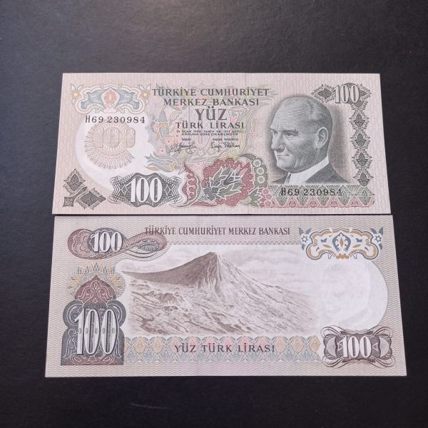 Escoines Koleksiyon H69 6Emisyon 100 Turk Lirasi H69 serisi ÇİL eski kağıt para - 3996366fb1cc5e52c6