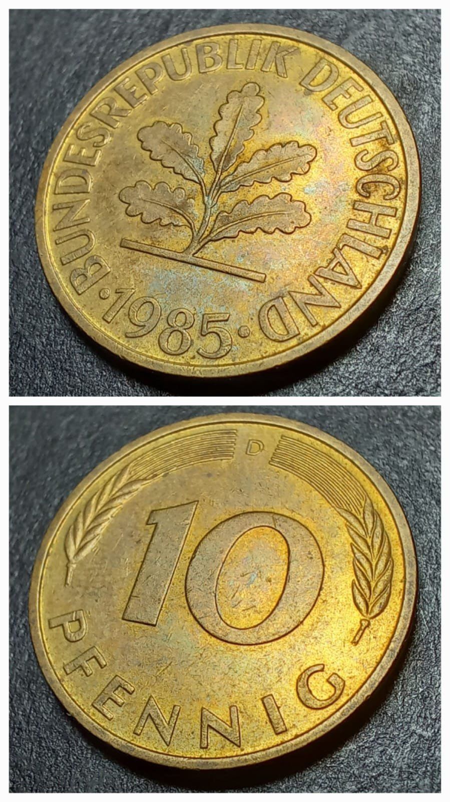 1985 Almanya 10 pfennig ÇİL eski yabancı madeni para - 399636681bca4b1e68