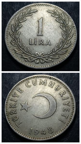 Escoines Koleksiyon 1948 Gümüş 1 Lira 7,48 Gram ÇÇT+ eski madeni para - 3996366ffd4dd2ecbf