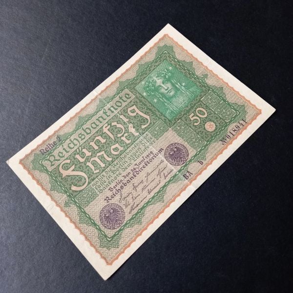 1919 Almanya 50 Mark Reichsbanknot ça eski yabancı kağıt para