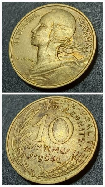 Escoines Koleksiyon 1964 fransa 10 centimes ÇT/ÇÇT eski yabancı madeni para 399636693d210be3e7