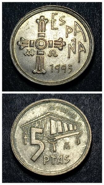 Escoines Koleksiyon 1995 ispanya 5pesetas Asturias ÇT+/CA yabancı madeni para 39963669fc02e07531