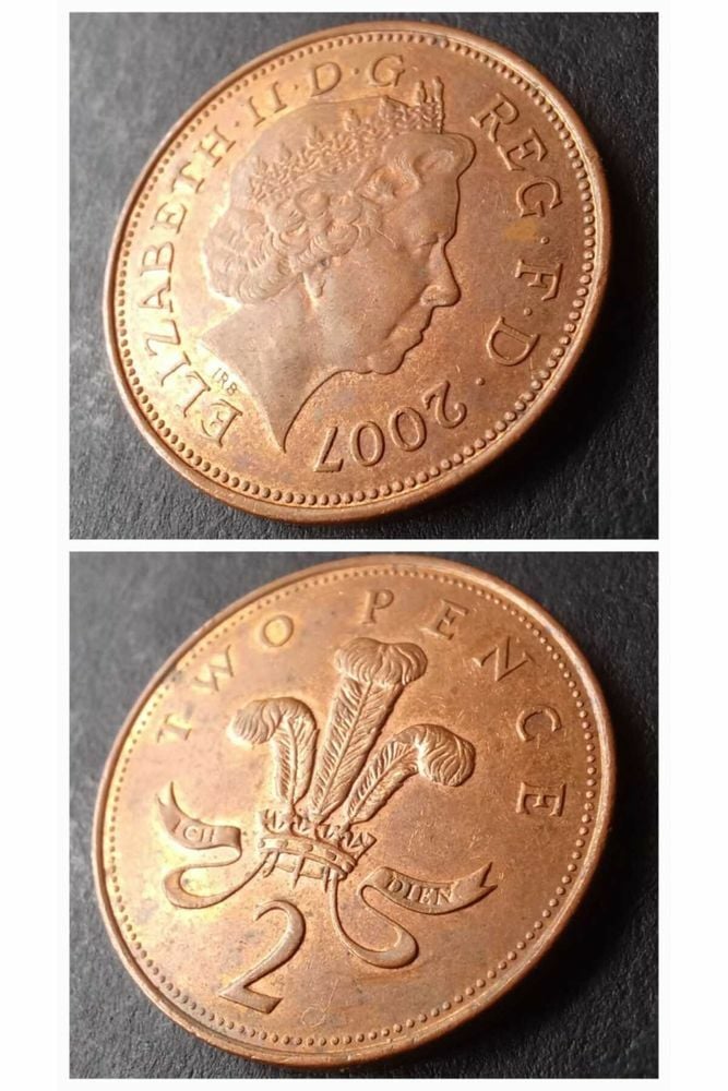 2007 ingiltere two pence ÇİL eski yabancı madeni para