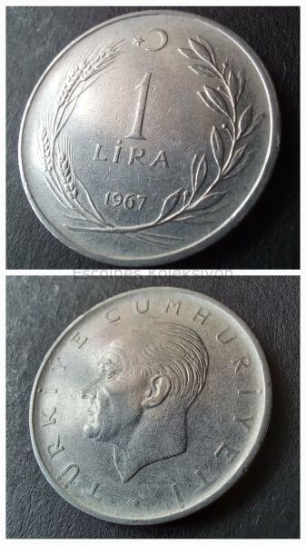 Escoines Koleksiyon 3996366281e2167d8c 1967 Akmonital 1Lira ÇÇT+ Eski Madeni Para