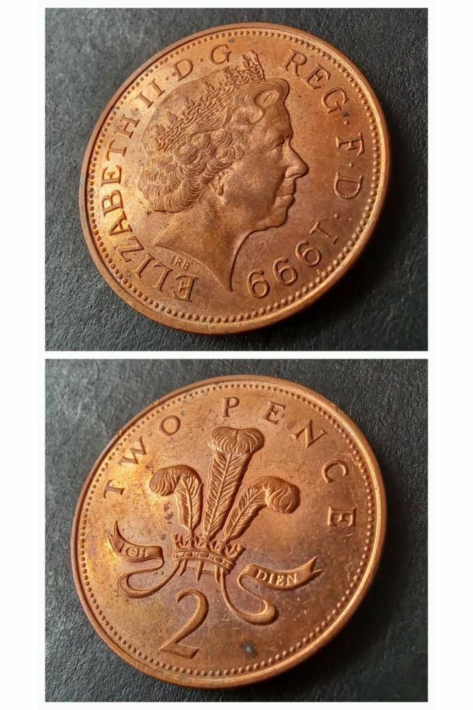 1999 ingiltere two pence ÇİL eski yabancı madeni para