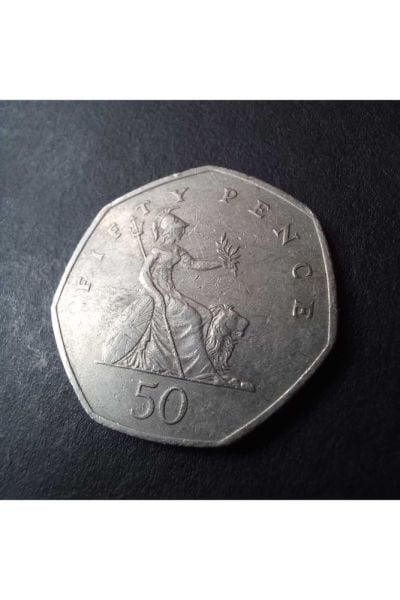 1997 ingiltere 50 pence ççt+ eski yabancı madeni para