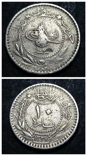 Escoines Koleksiyon 1327/7 V.Mehmed Reşat 10para 1915 ÇT+ eski madeni para - 399636698413dd9372