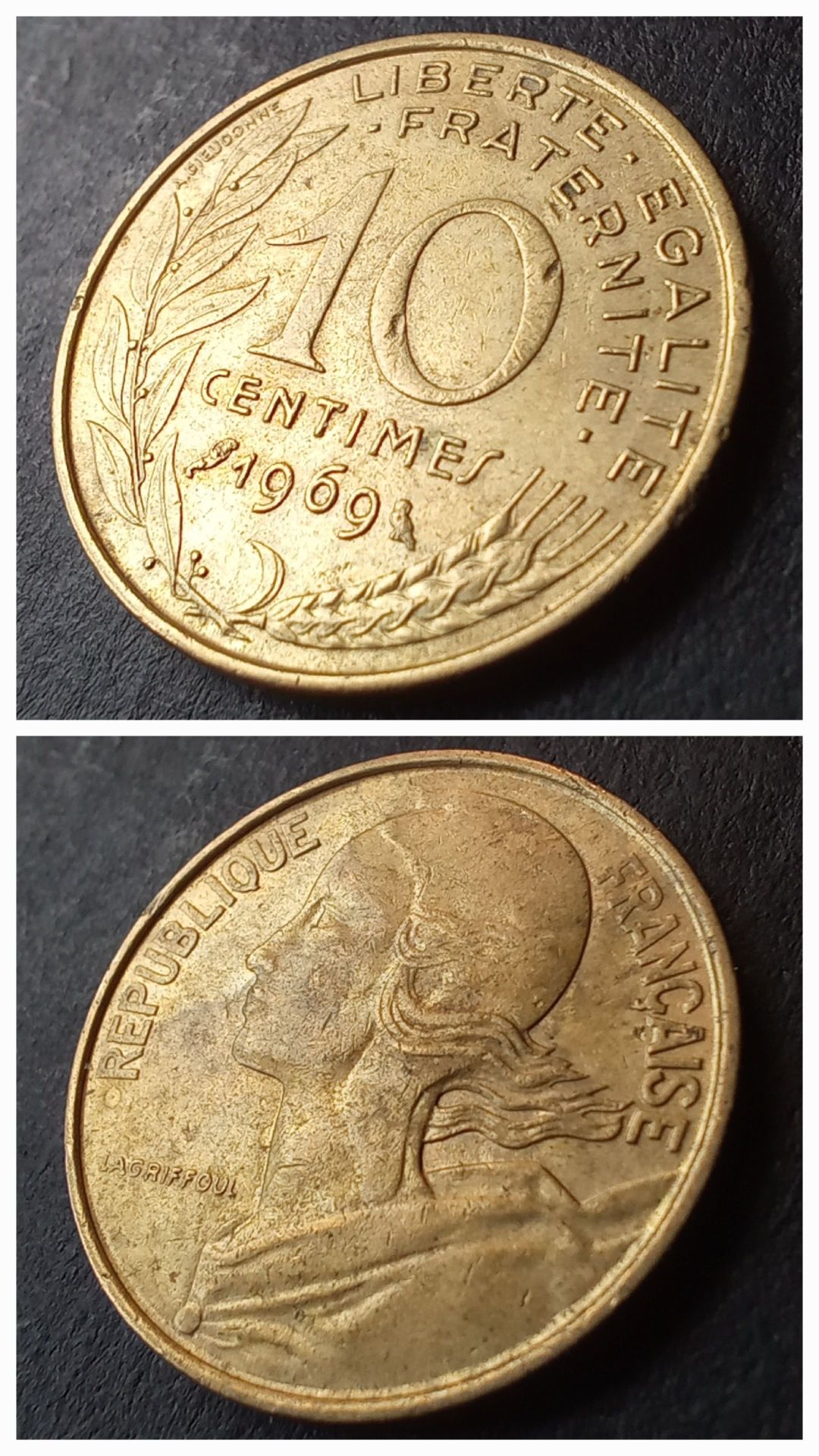 Escoines Koleksiyon 1969 Fransa 10Centimes ÇÇT eski yabancı madeni para 399636632c529519bd