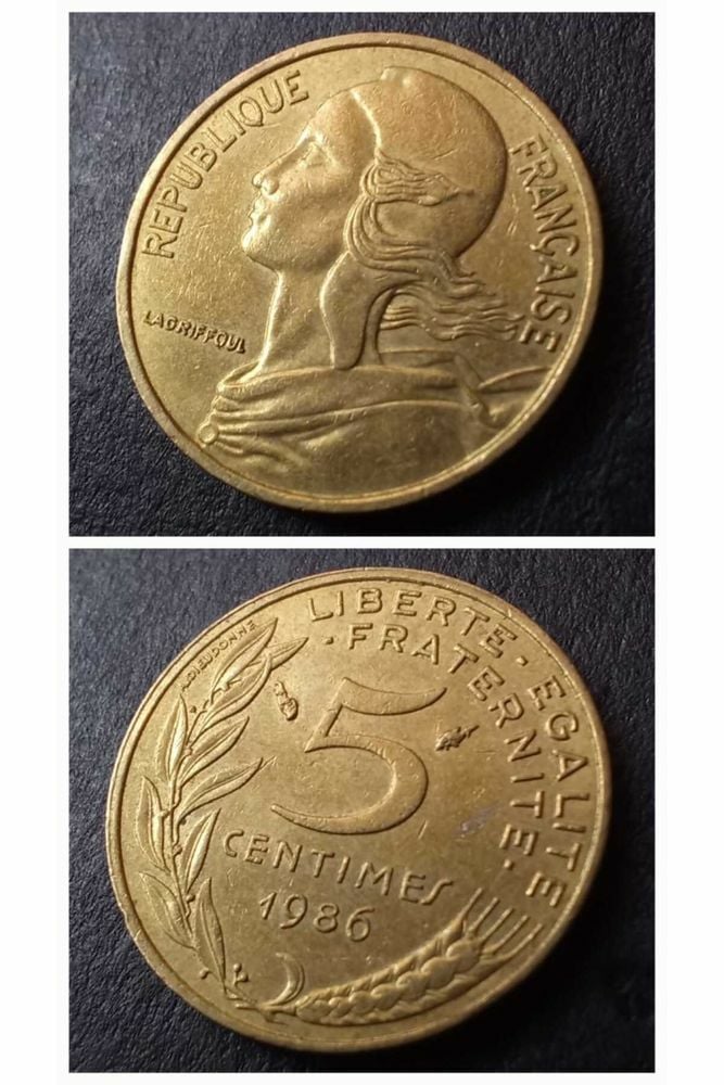 1976/1988 Fransa 5 centimes ÇA eski yabancı madeni para