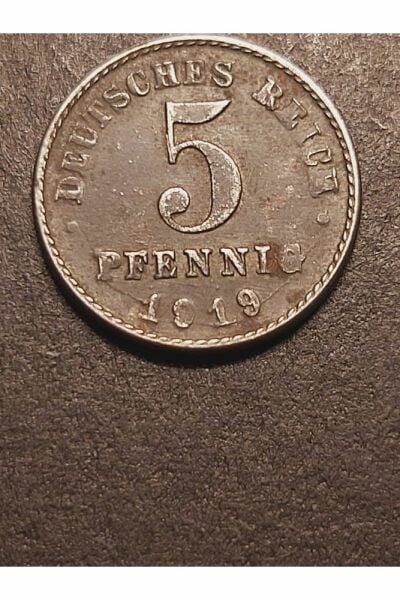 1919 Almanya 5 Pfennig ÇT+ eski yabancı madeni para