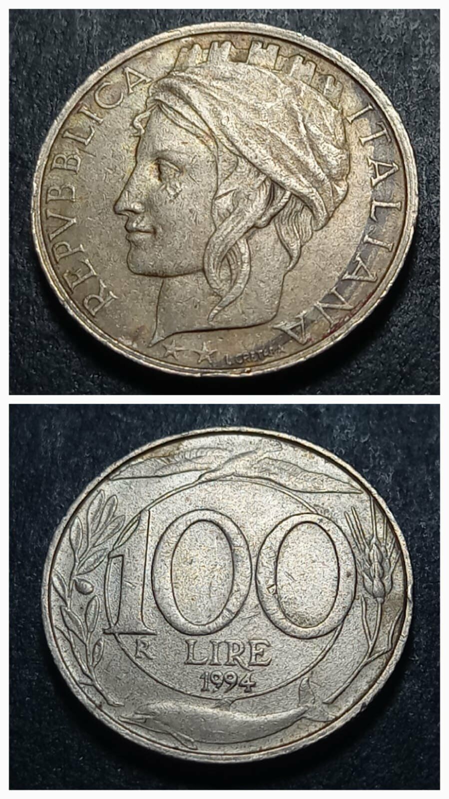 Escoines Koleksiyon 1994 Italya 100 Lire - L.CRETARA Portre CA eski madeni para - 39963669d9b5fd9c54