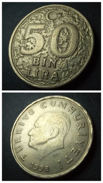 50.000 Lira (1998) ÇA/Çil Eski Madeni Para - 39963664282df8a742