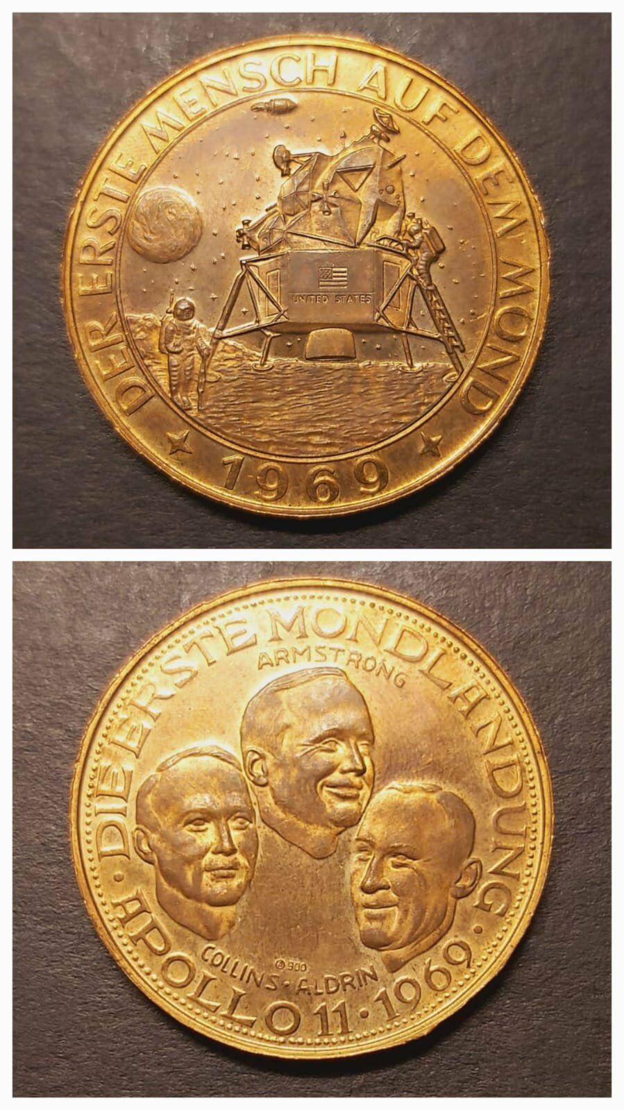 1969 Apollo11 - DER ERSTE MENSCH AUF DEM MOND - DIE ERSTE MONDLANDUNG - 22Ayar 20.87gr A900 Altın