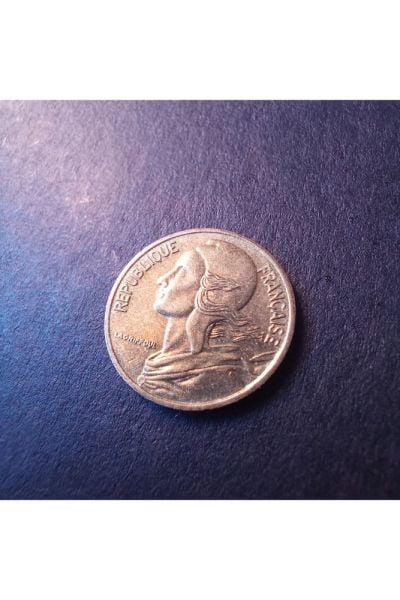 1998 fransa 5 centimes çil/patinalı Eski yabancı madeni para