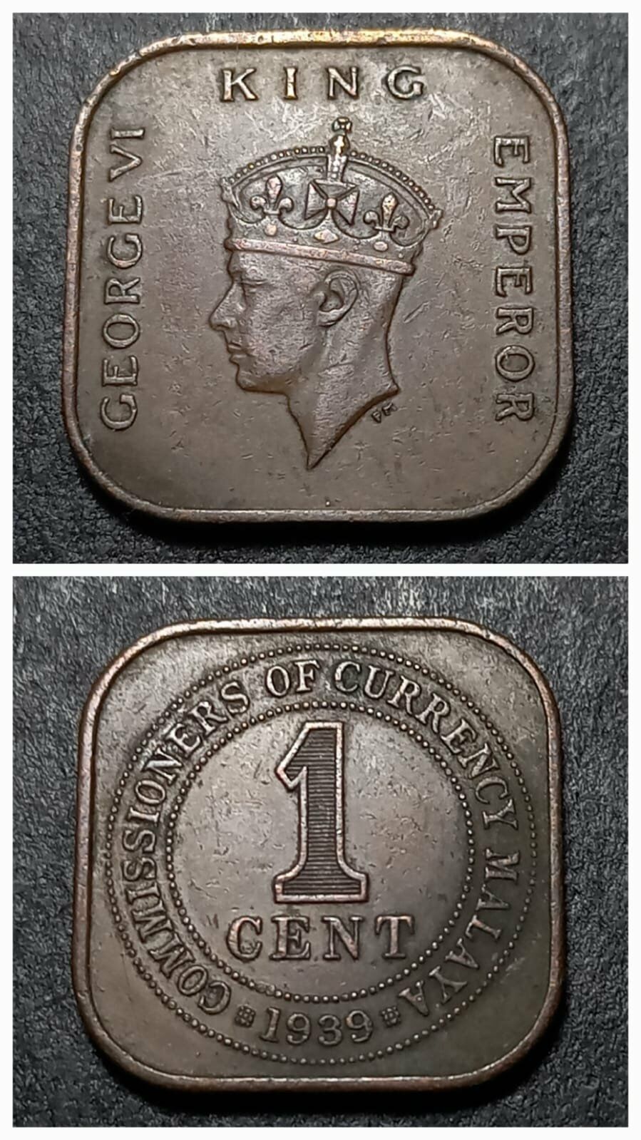 Escoines Koleksiyon 1939 Malaya 1 cent ÇÇT+ eski yabancı madeni para (1939) - 3996366a056b56c127