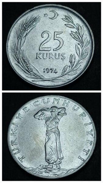 Escoines Koleksiyon 1974 Akmonital 25 Kuruş ÇİL eski madeni para 39963671588e67b83e