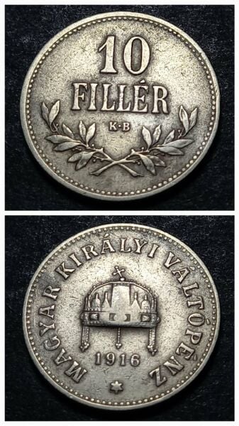 Escoines Koleksiyon 1916 Macaristan 10Filer 1916 ÇÇT+ eski yabancı madeni para - 3996366ada4eb2d82d