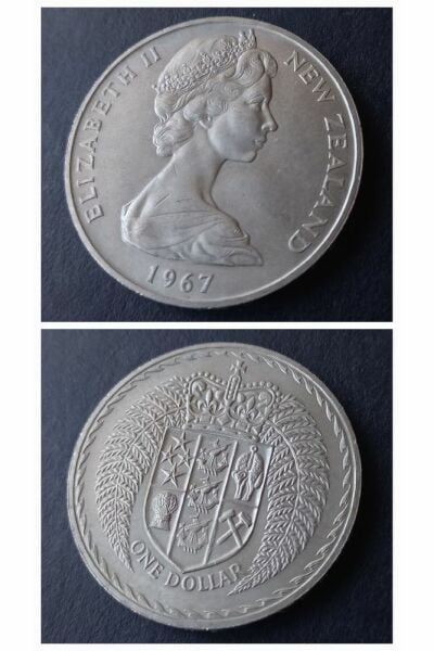 1967 Yeni Zelanda One Dolar (28,28 GRAM) Çil Eski Yabancı Madeni Para