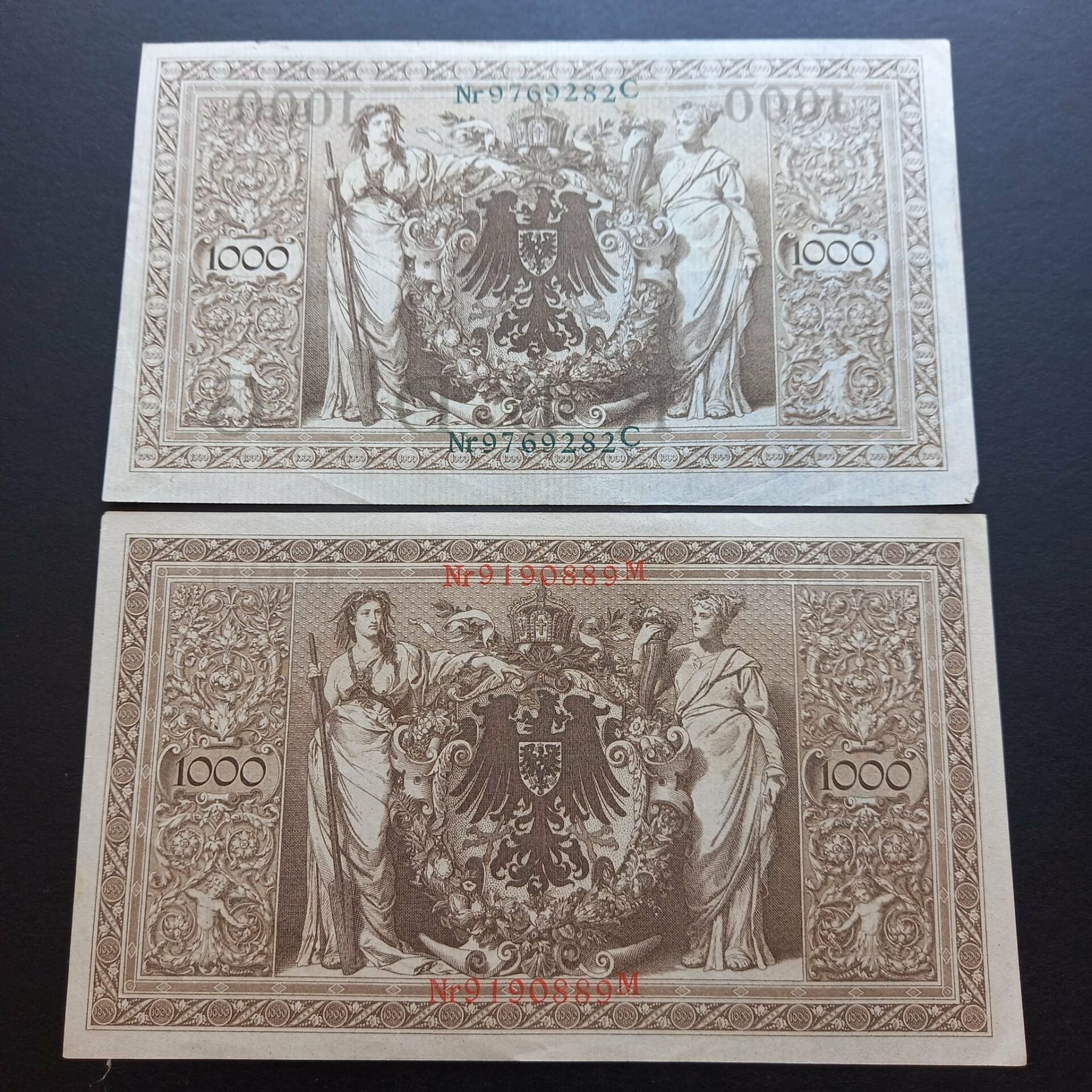 Escoines Koleksiyon 1919 Almanya 1000 Mark - Yeşil/Kırmızı Mühür takım ÇÇT para - 3996366b2bfe5d8786