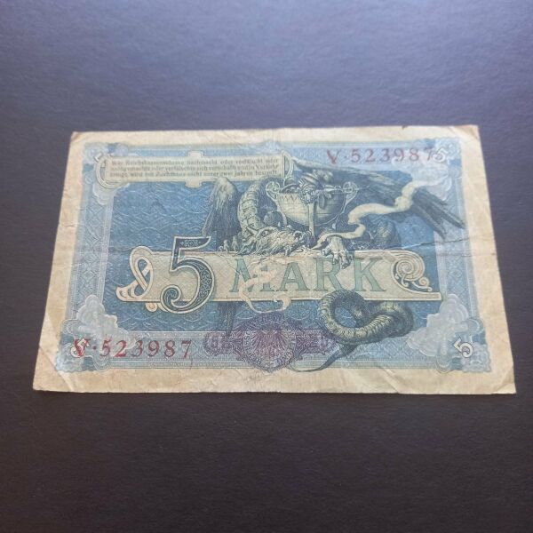 Escoines Koleksiyon 1904 almanya 5 Mark ÇT (1904) eski yabancı kağıt para - 3996366b64e15108f1