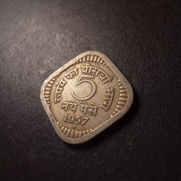 1957 Hindistan 5 paise ÇT/ÇÇT eski yabancı madeni para - 39963664a86e815874