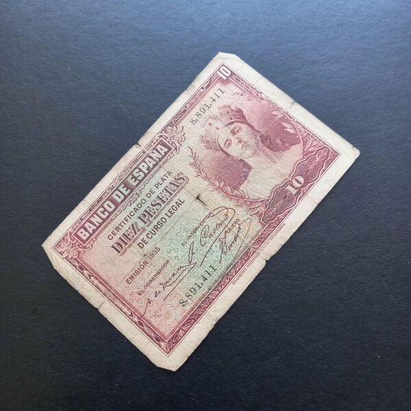 Escoines Koleksiyon 1935 Ispanya 10 pesetas HALİYLE eski yabancı kağıt para - 3996366b2bc3ca60fb