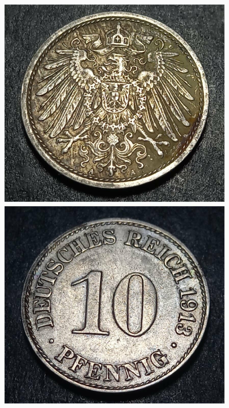 Escoines Koleksiyon 1913 Almanya 10 Pfennig ÇÇT/CA eski madeni para 3996367254bf5c805a