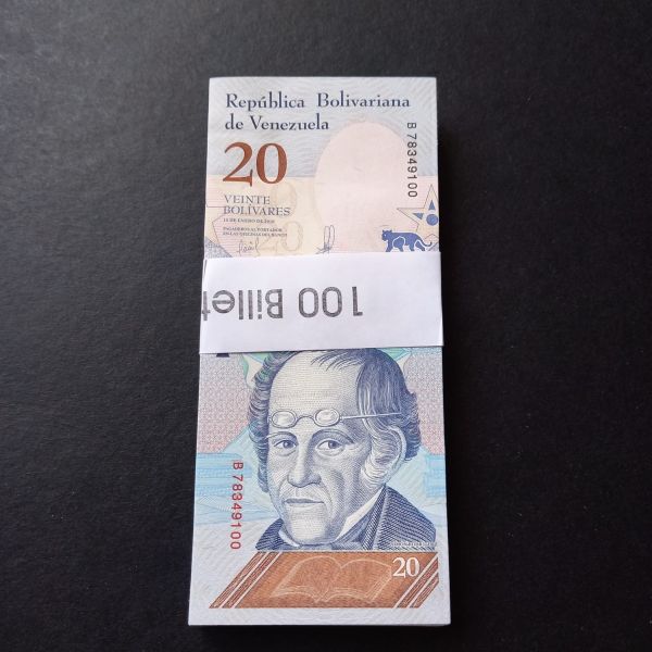 Escoines Koleksiyon B783 2018 Venezuela 20Bolivar Deste (100Adet Kağıt para) ÇİL yabancı kağıt para