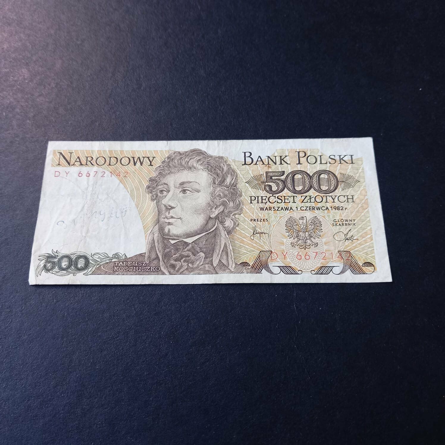 Escoines Koleksiyon 1982 Polonya 500 Zloty - Ön sol bordürde yazı mevcut ÇT eski yabancı kağıt para